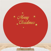 Lofaris Pure Red Theme Gold Merry Christmas Circle Backdrop